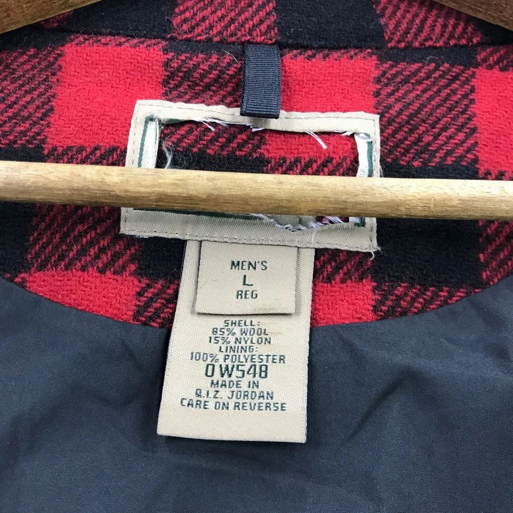 LL Bean Jacket Mens L Red Black Maine Guide Wool Shirt Jac Buffalo Plaid NEW